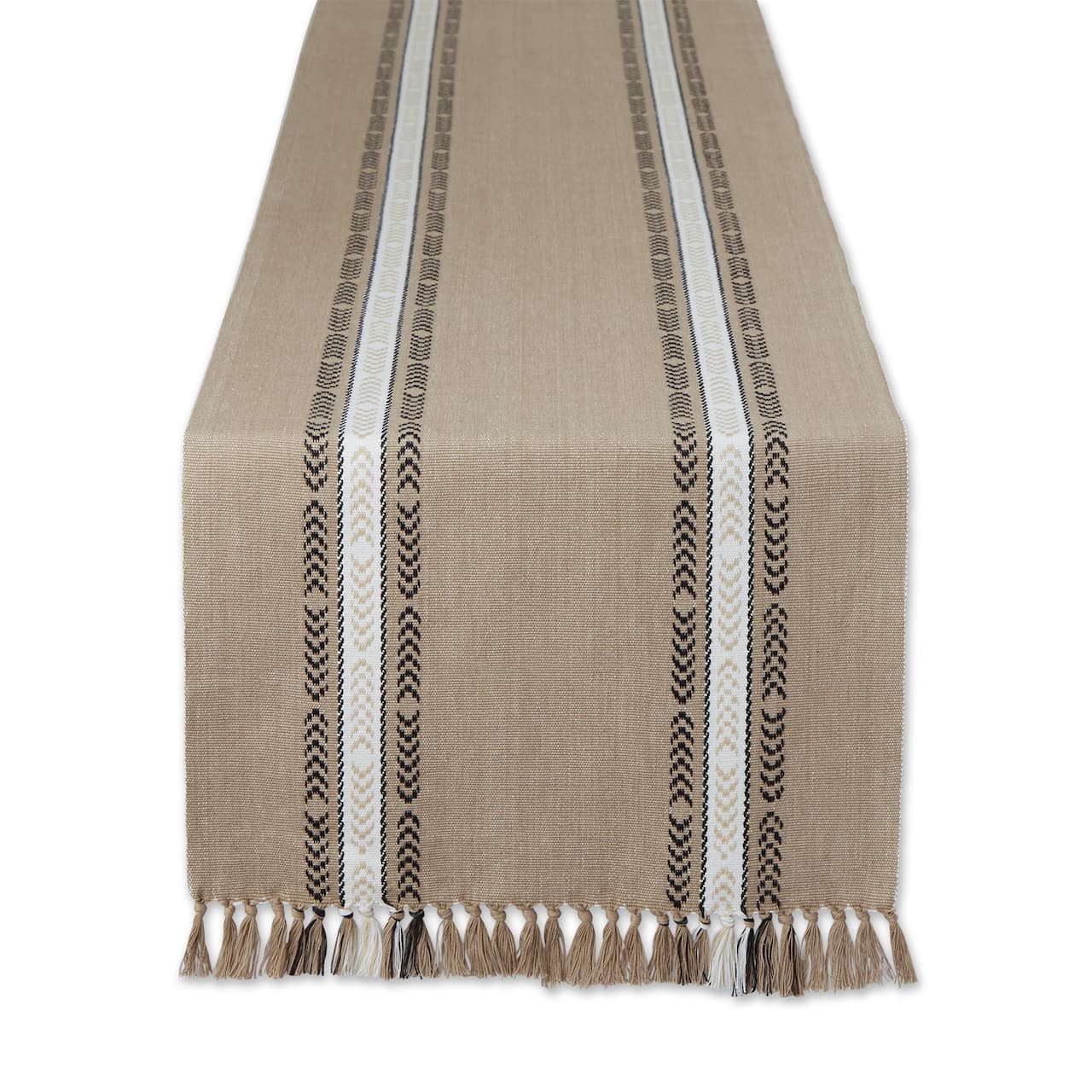 DII® 72" Dobby Striped Fringe Ribbed Table Runner